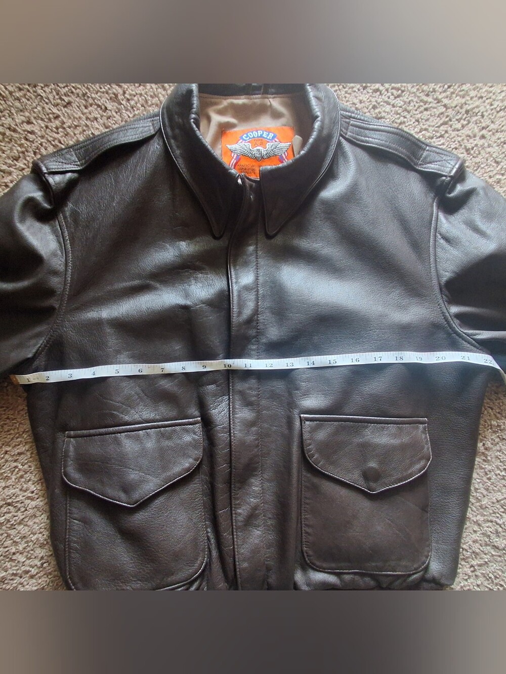 Vintage 90s Cooper Type A-2 Goatskin Leather NRA Flight Jacket Bomber-44 - Picture 3 of 16